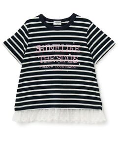 KP / ケーピー Tシャツ | 裾レース パールモチーフ Tシャツ