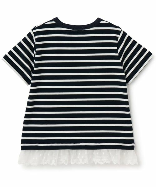 KP / ケーピー Tシャツ | 裾レース パールモチーフ Tシャツ | 詳細1