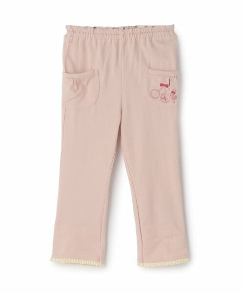 KP / ケーピー その他パンツ | デニム風ニットツイル 裾折り返し ロングパンツ(ピンク)