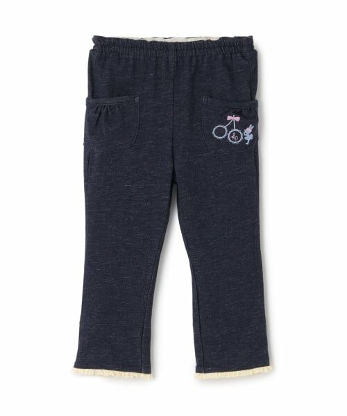 KP / ケーピー その他パンツ | デニム風ニットツイル 裾折り返し ロングパンツ(紺)