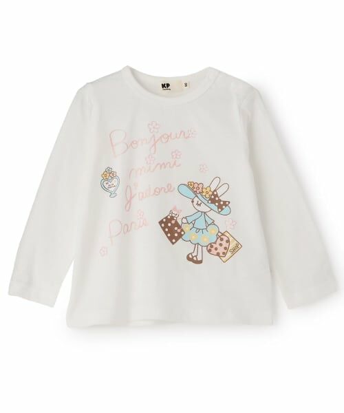 KP / ケーピー Tシャツ | mimiちゃんプリント長袖Tシャツ(オフ ホワイト)