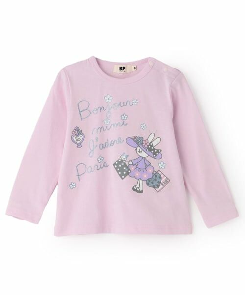 KP / ケーピー Tシャツ | mimiちゃんプリント長袖Tシャツ(ピンク)