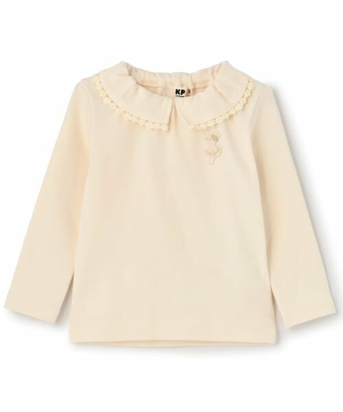 KP / ケーピー Tシャツ | 微起毛フライス 衿付きフリルTシャツ(生成)