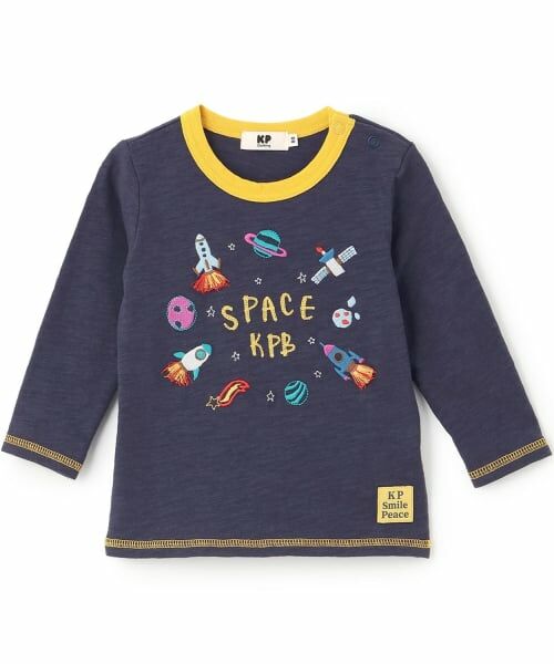 KP / ケーピー Tシャツ | 宇宙の乗り物刺しゅう 長袖Tシャツ(紺)