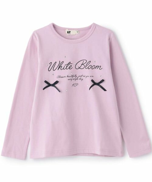 KP / ケーピー Tシャツ | 【GOOD PRICE】 リボン付きラインストーン長袖Tシャツ(ラベンダー)