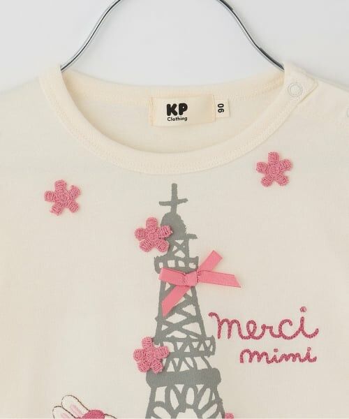 KP / ケーピー Tシャツ | mimiちゃんチェックアップリケ長袖Tシャツ | 詳細2