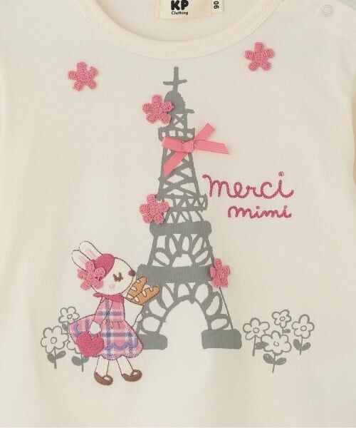 KP / ケーピー Tシャツ | mimiちゃんチェックアップリケ長袖Tシャツ | 詳細3