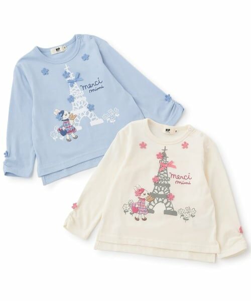 KP / ケーピー Tシャツ | mimiちゃんチェックアップリケ長袖Tシャツ | 詳細7
