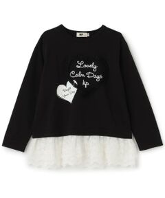 KP / ケーピー Tシャツ | 裾レース付きフリルハートモチーフトップス