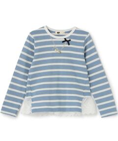 KP / ケーピー Tシャツ | ボーダー後ろ裾フリル長袖Ｔシャツ