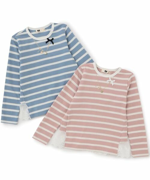 KP / ケーピー Tシャツ | ボーダー後ろ裾フリル長袖Ｔシャツ | 詳細7