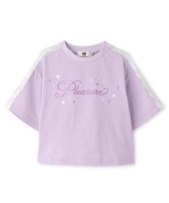 KP / ケーピー Tシャツ | 【吸水速乾】 袖レース ラメロゴ 5分袖Ｔシャツ