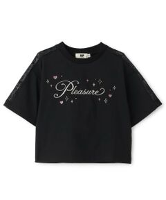 KP / ケーピー Tシャツ | 【吸水速乾】 袖レース ラメロゴ 5分袖Ｔシャツ