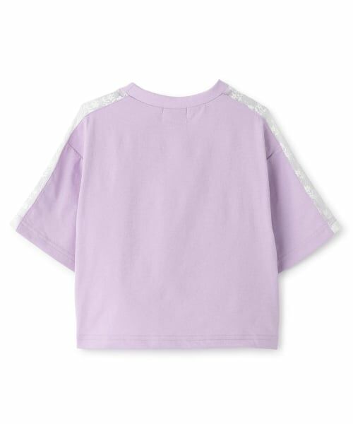 KP / ケーピー Tシャツ | 【吸水速乾】 袖レース ラメロゴ 5分袖Tシャツ | 詳細1