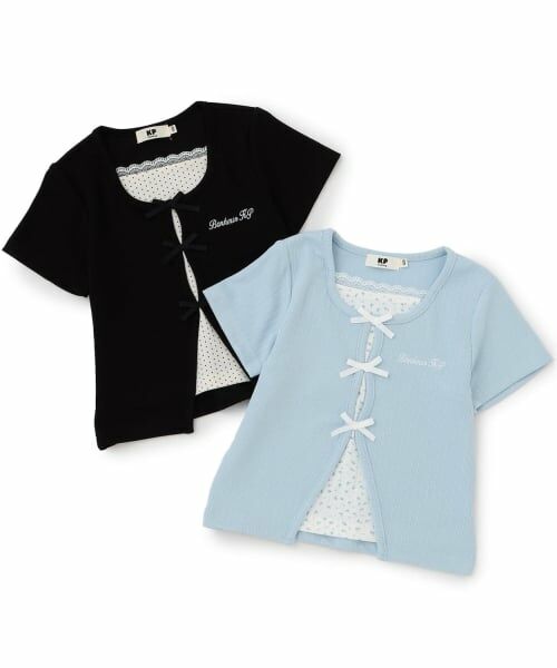 KP / ケーピー Tシャツ | カーディガンレイヤード風 半袖Ｔシャツ | 詳細7