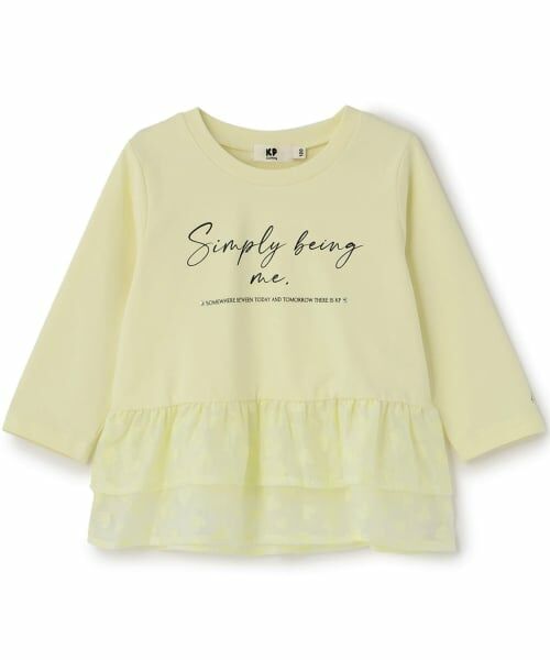 KP / ケーピー Tシャツ | 【接触冷感】【UVカット】ペプラムデザイン 長袖Tシャツ 7分袖（黄）