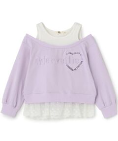 KP / ケーピー Tシャツ | レイヤード風 肩あき 長袖Tシャツ
