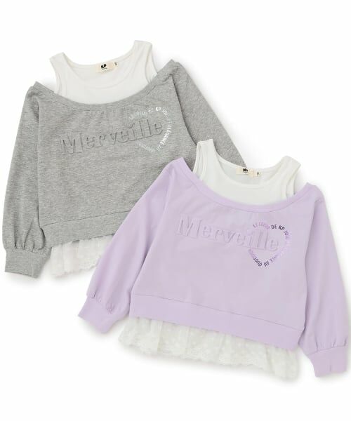 KP / ケーピー Tシャツ | レイヤード風 肩あき 長袖Tシャツ | 詳細7