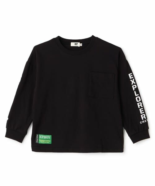 KP / ケーピー Tシャツ | 【GOOD PRICE】 袖ロゴプリント 長袖Tシャツ(黒)