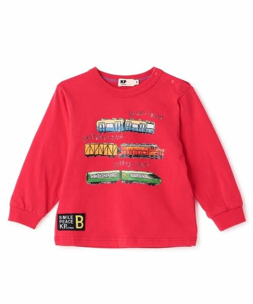 KP / ケーピー Tシャツ | 【GOOD PRICE】 電車プリント長袖Tシャツ(赤)