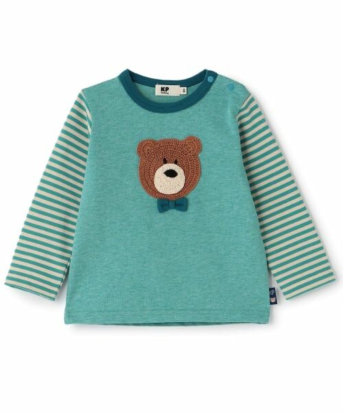KP / ケーピー Tシャツ | くま編みモチーフ長袖Tシャツ(ターコ)