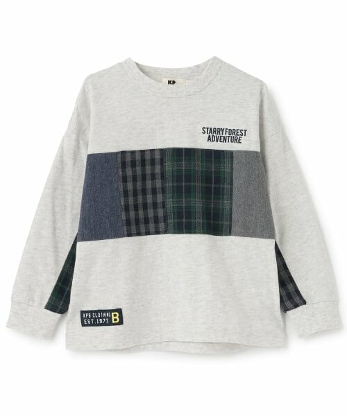 KP / ケーピー Tシャツ | パッチワーク 長袖Tシャツ(オートミール)
