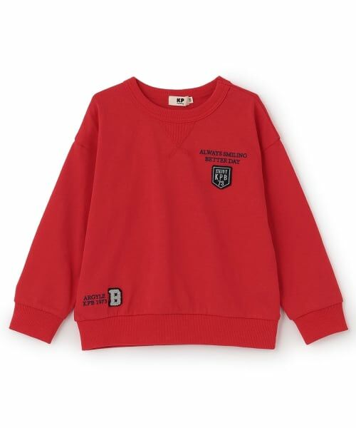 KP / ケーピー Tシャツ | アーガイルエルボーパッチ 長袖Tシャツ(赤)