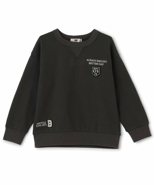 KP / ケーピー Tシャツ | アーガイルエルボーパッチ 長袖Tシャツ(黒)