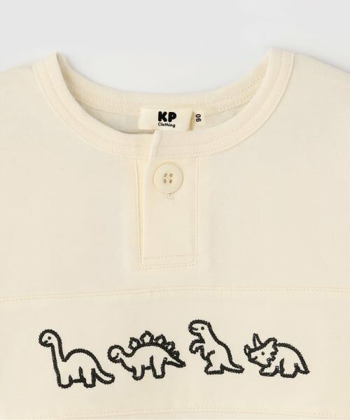KP / ケーピー Tシャツ | 恐竜刺しゅう ヘンリーネック長袖Tシャツ | 詳細2
