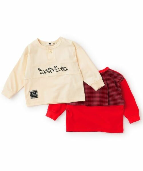 KP / ケーピー Tシャツ | 恐竜刺しゅう ヘンリーネック長袖Tシャツ | 詳細6