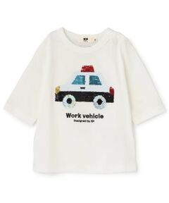 KP / ケーピー Tシャツ | 色が変わる 働く車 スパンコール 7分袖Tシャツ