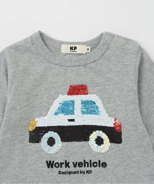 KP / ケーピー Tシャツ | 色が変わる 働く車 スパンコール 7分袖Tシャツ | 詳細2