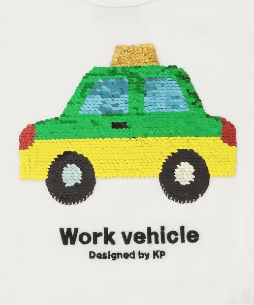 KP / ケーピー Tシャツ | 色が変わる 働く車 スパンコール 7分袖Tシャツ | 詳細3