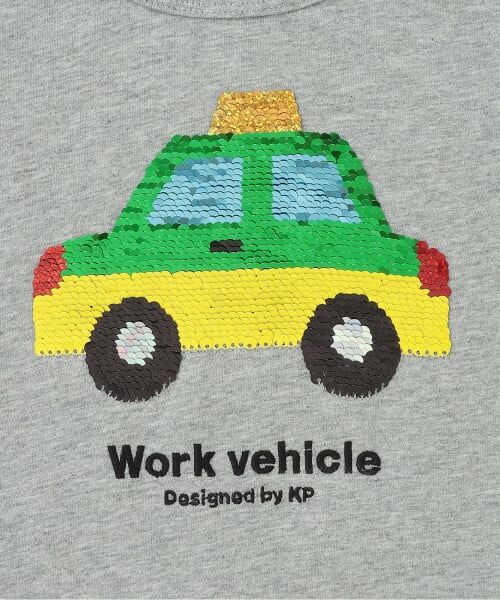 KP / ケーピー Tシャツ | 色が変わる 働く車 スパンコール 7分袖Tシャツ | 詳細4