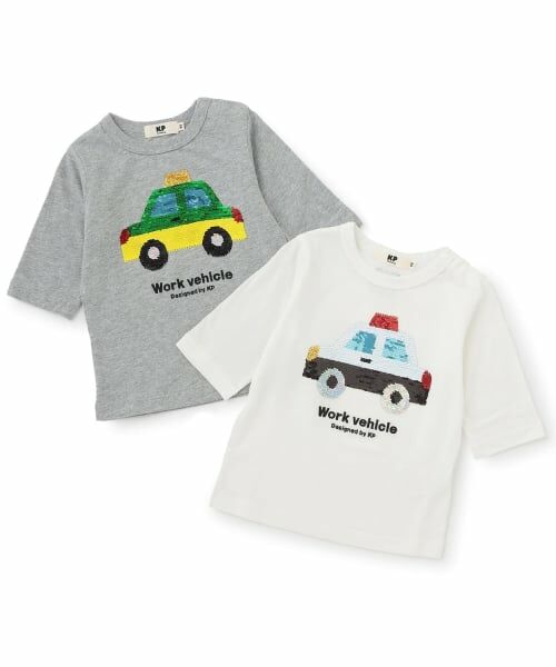 KP / ケーピー Tシャツ | 色が変わる 働く車 スパンコール 7分袖Tシャツ | 詳細9