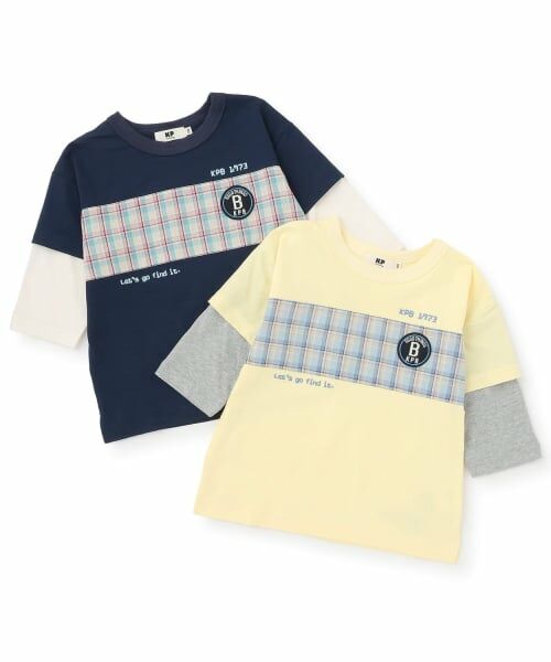 KP / ケーピー Tシャツ | 【吸水速乾】先染チェック 重ね着風 7分袖Tシャツ | 詳細10