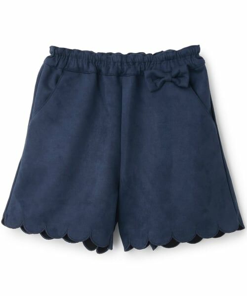 KP / ケーピー ショート・ハーフ・半端丈パンツ | りんごポケット フェイクスエード キュロット（紺）