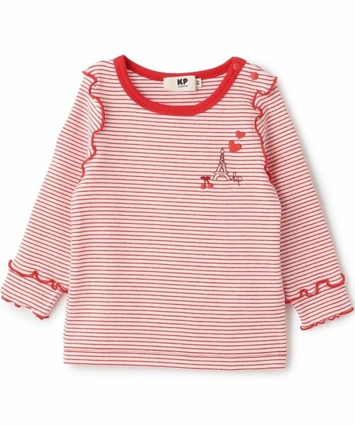KP / ケーピー Tシャツ | フライスボーダー長袖Tシャツ(赤)