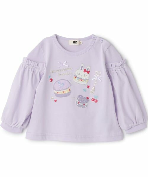KP / ケーピー Tシャツ | シャカシャカスパンコール入りマカロン 長袖Tシャツ(ラベンダー)
