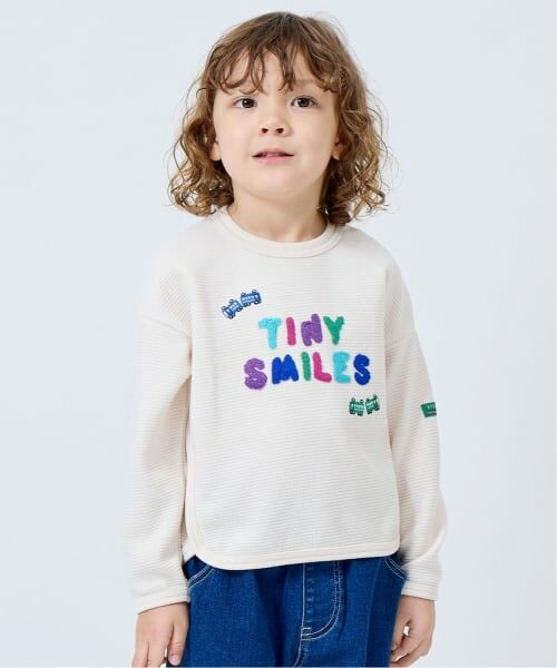 KP / ケーピー Tシャツ | カラフルロゴ 電車刺しゅう 長袖Tシャツ(オフ ホワイト)
