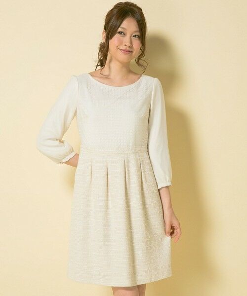 セール 15春 ラメループモールツイードワンピース ミニ丈 ひざ丈ワンピース 組曲 クミキョク ファッション通販 タカシマヤファッションスクエア