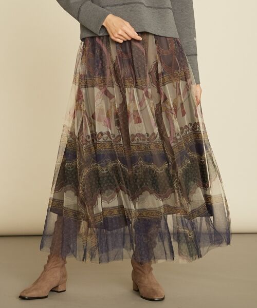 セール Rythme Kumikyoku ペイズリープリントチュール スカート ミニ ひざ丈スカート 組曲 クミキョク ファッション通販 タカシマヤファッションスクエア