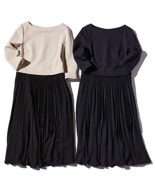 洗える ジャージコンビプリーツ ワンピース ミニ丈 ひざ丈ワンピース 組曲 クミキョク ファッション通販 タカシマヤファッションスクエア