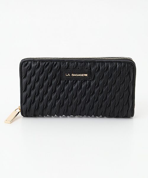 LA BAGAGERIE / ラ バガジェリー 財布・コインケース・マネークリップ | シープレザープリーツ加工ラウンドウォレット（ブラック）