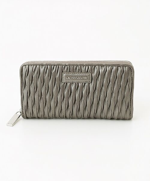 LA BAGAGERIE / ラ バガジェリー 財布・コインケース・マネークリップ | シープレザープリーツ加工ラウンドウォレット（ガンメタリック）