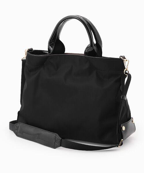 LA BAGAGERIE / ラ バガジェリー トートバッグ | ツイルナイロン×エナメル 2WAYトートバッグ Sサイズ（ブラック）