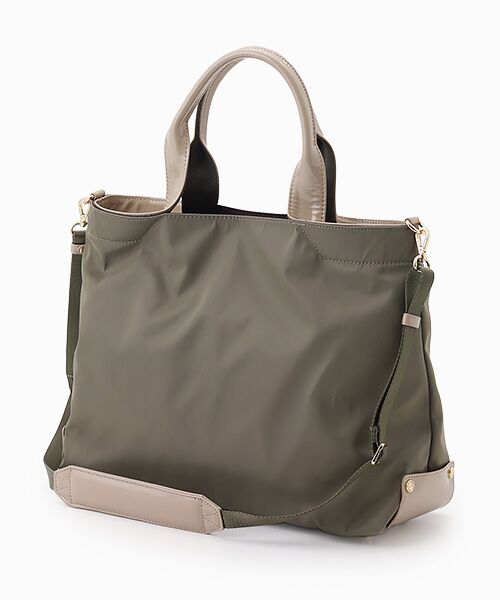 LA BAGAGERIE / ラ バガジェリー トートバッグ | ツイルナイロン×エナメル 2WAYトートバッグ Mサイズ（グレージュ）