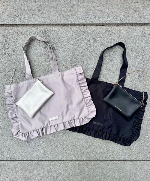 LA BAGAGERIE / ラ バガジェリー エコバッグ | LA BAGAGERIE×chiyo ポーチ付きフリルエコバッグ | 詳細11