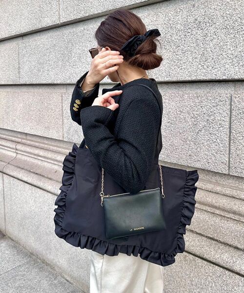 LA BAGAGERIE / ラ バガジェリー エコバッグ | LA BAGAGERIE×chiyo ポーチ付きフリルエコバッグ | 詳細1