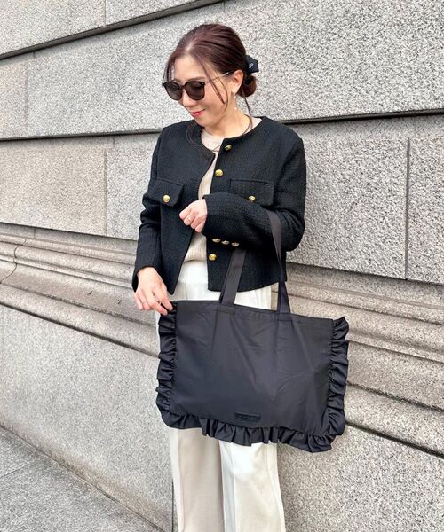 LA BAGAGERIE / ラ バガジェリー エコバッグ | LA BAGAGERIE×chiyo ポーチ付きフリルエコバッグ | 詳細2